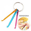 Mini aluminum crochet hook keychains in 3, 4 and 5 mm