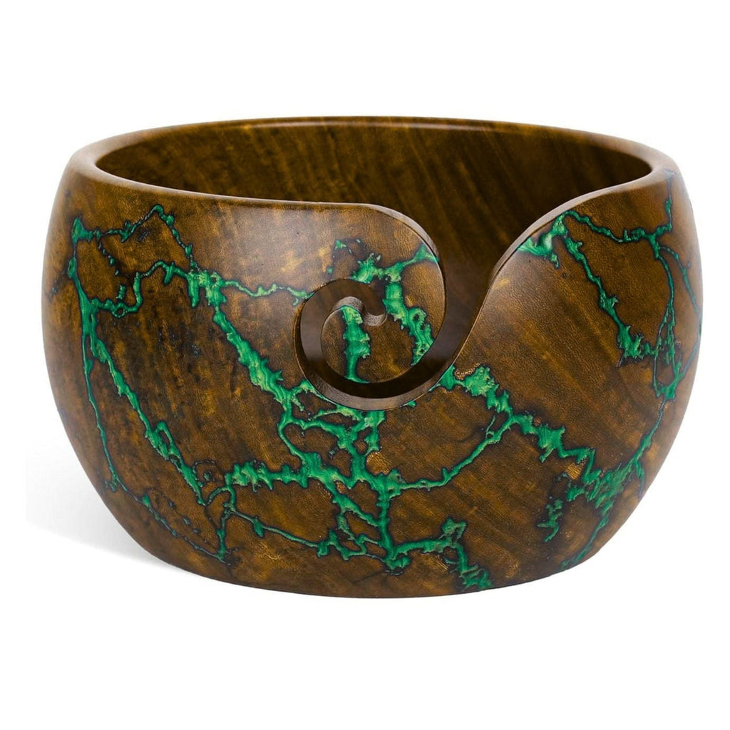 Rosewood yarn bowl with resin accents, alternate view